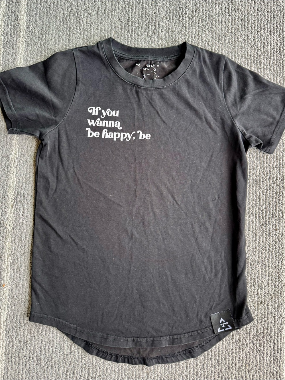 TRILOGY - Boys Black Graphic Tee - “If you wanna be happy, be”